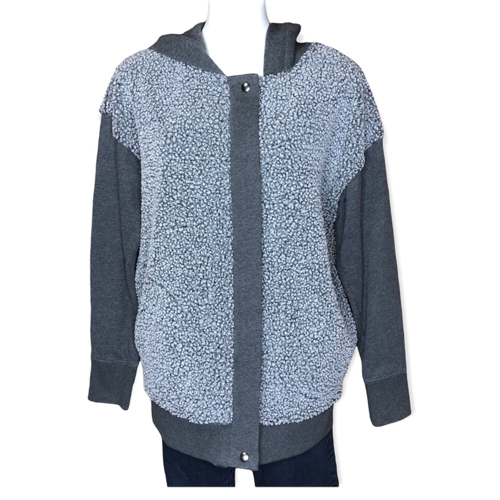 BANANA REPUBLIC Sweatshirt Sunday Sunday Sherpa Hooded Jacket Gray Medium